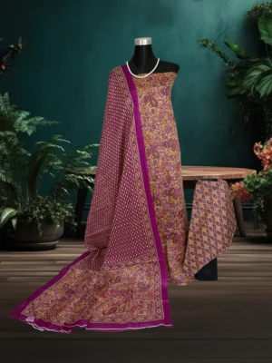 Gulbahar purple cotton unstitched suite set